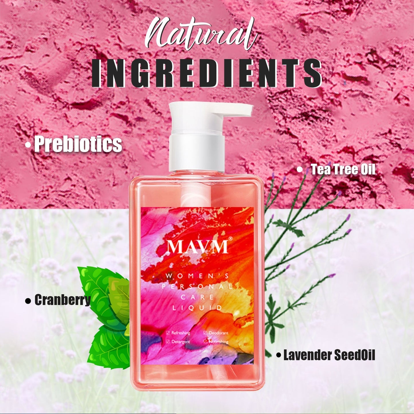 MAVM Feminine Intimate Cleansing Gel, Natural Plant Formula, pH Balanced, Coconut Scent
