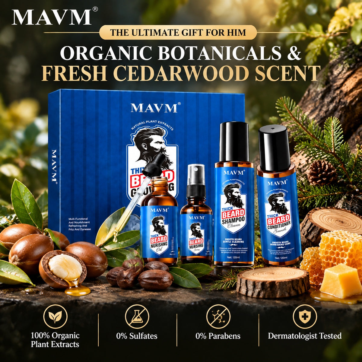 MAVM Organic Beard Nursing Oil - Nourishing & Hydrating Grooming Oil for Soft & Healthy Beards