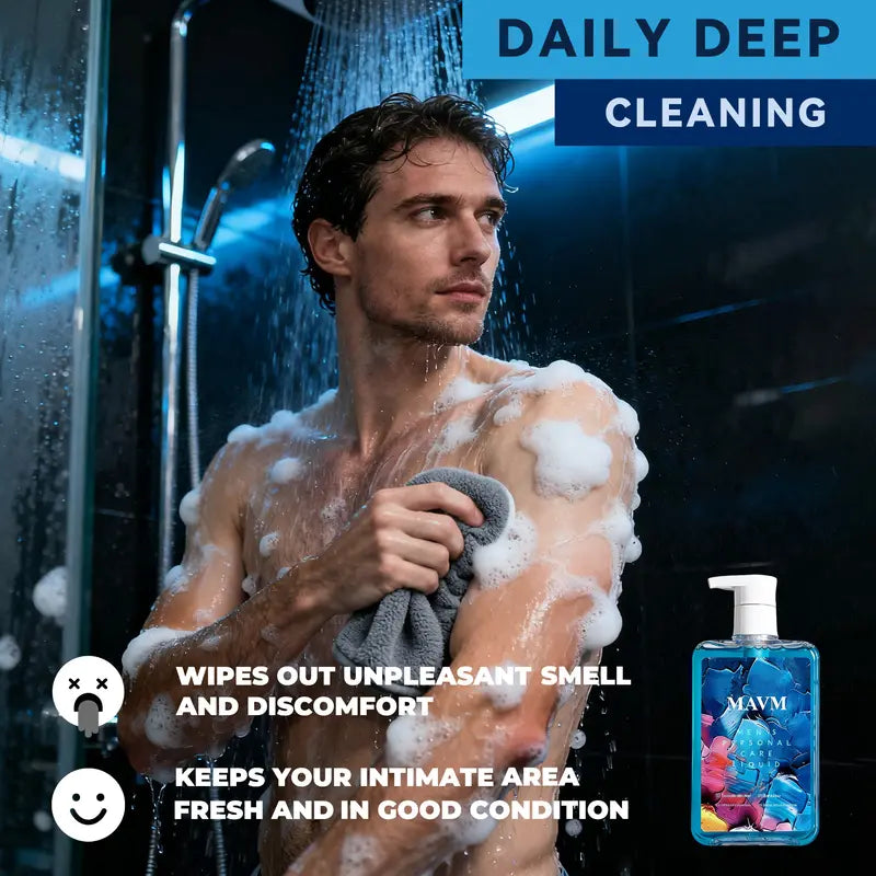 MAVM Men's Daily Intimate Care Gel, pH Balanced, Blue Fragrance, Plant Derived Ingredients