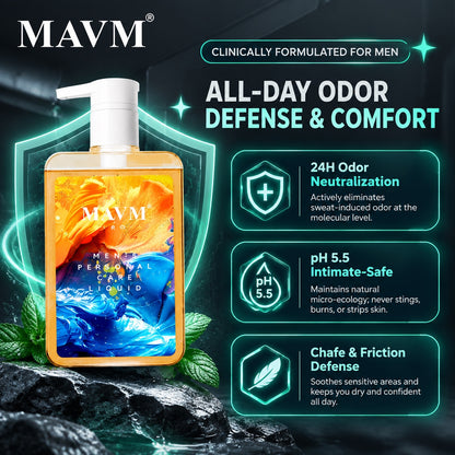 MAVM Men's Intimate Cleansing Gel, Plant Derived pH Balanced Formula, Gold Bar Scent for Daily Care