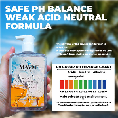MAVM Men's Gentle Intimate Gel, Plant Based, pH Balanced, Coconut Aroma, Daily Cleansing