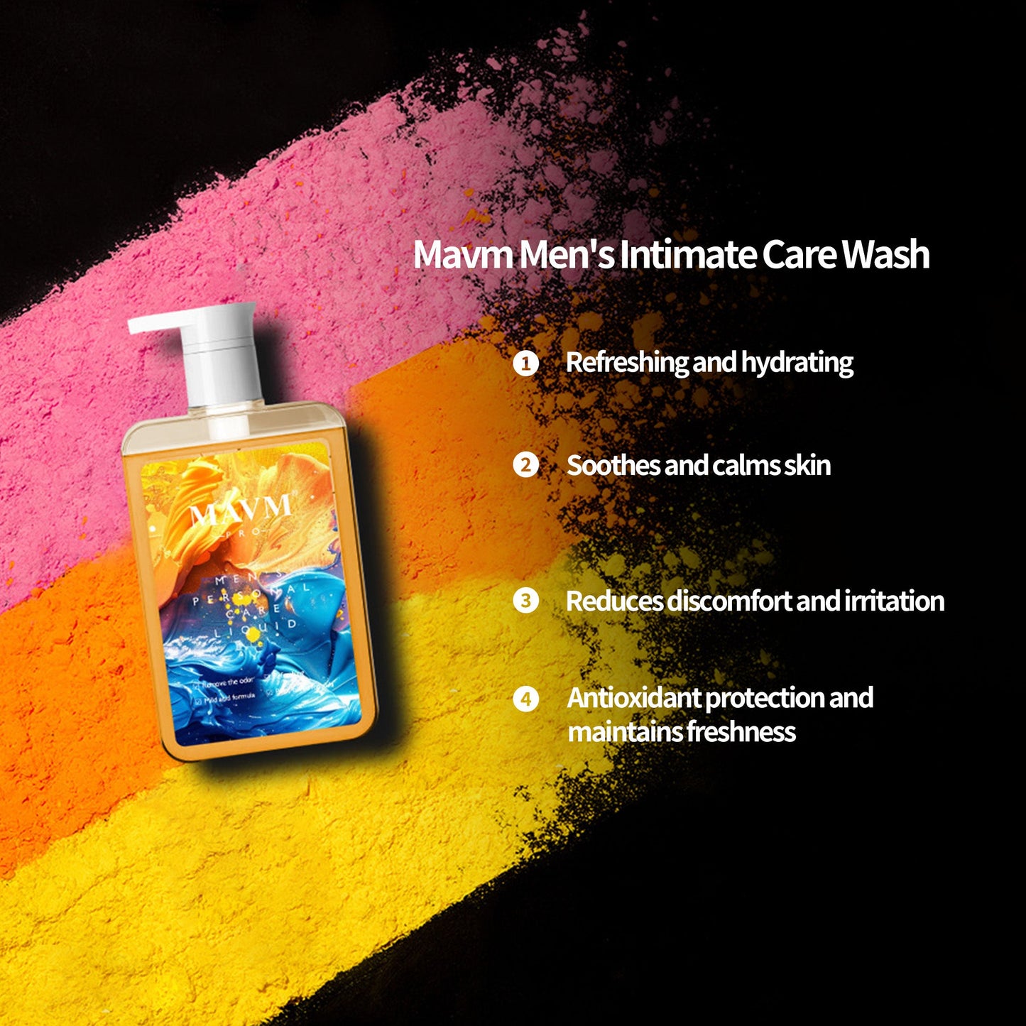 MAVM Men's Intimate Cleansing Gel, Plant Derived pH Balanced Formula, Gold Bar Scent for Daily Care