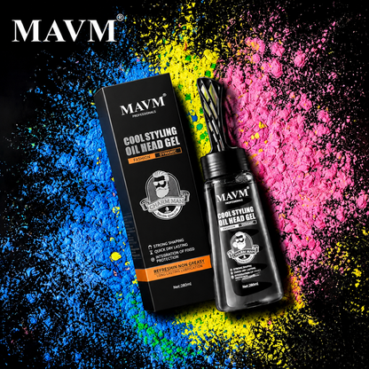 MAVM Cool Styling Oil Head Gel - Strong Hold & Long-Lasting Men's Hair Styling Gel with Built-In Comb (280ml)